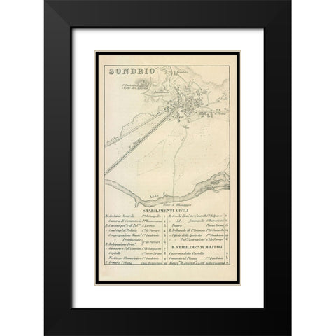 Sondrio Italy - Castro 1870  Black Modern Wood Framed Art Print with Double Matting by Castro