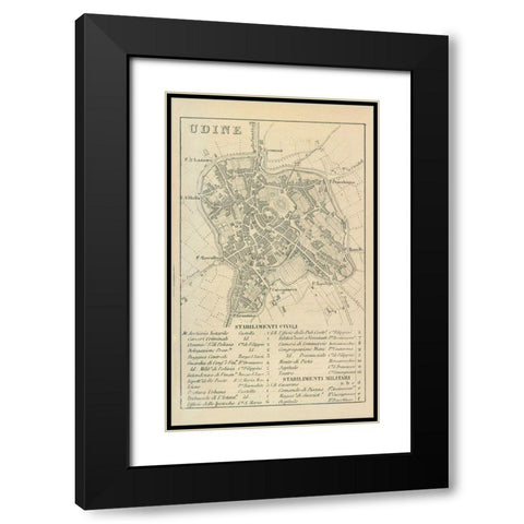 Udine Italy - Castro 1870  Black Modern Wood Framed Art Print with Double Matting by Castro