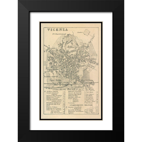 Vicenza Italy - Castro 1870  Black Modern Wood Framed Art Print with Double Matting by Castro