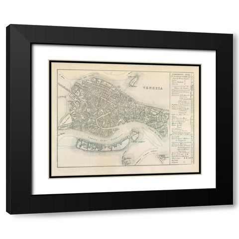 Venezia Italy - Castro 1870  Black Modern Wood Framed Art Print with Double Matting by Castro