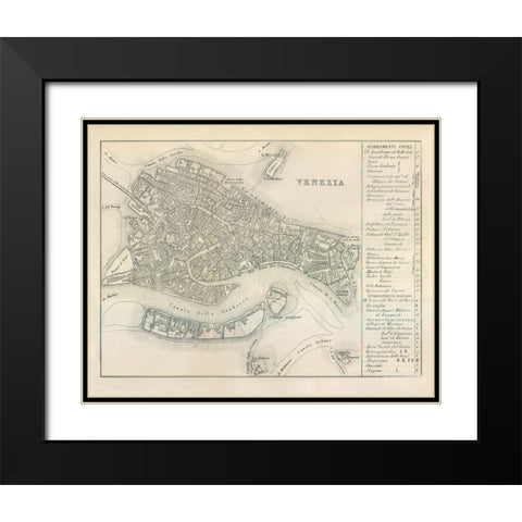 Venezia Italy - Castro 1870  Black Modern Wood Framed Art Print with Double Matting by Castro