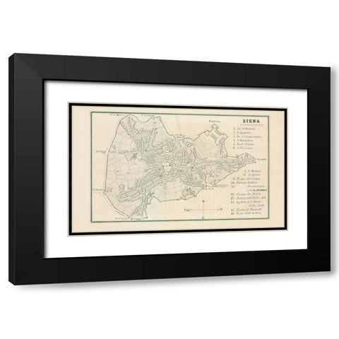 Siena Italy - Castro 1870  Black Modern Wood Framed Art Print with Double Matting by Castro