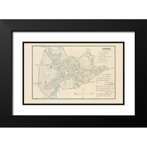 Siena Italy - Castro 1870  Black Modern Wood Framed Art Print with Double Matting by Castro