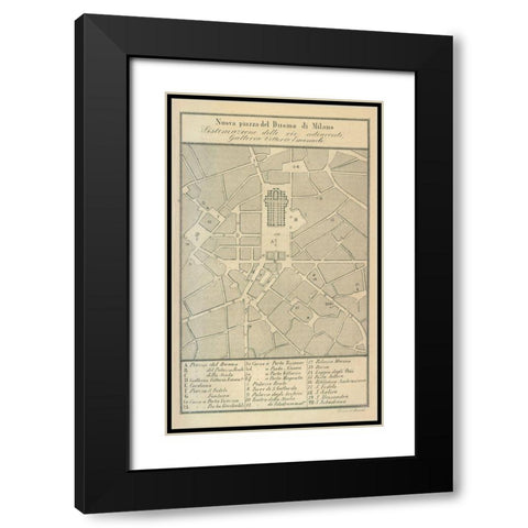 Milano Italy - Castro 1870  Black Modern Wood Framed Art Print with Double Matting by Castro