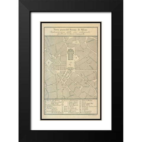 Milano Italy - Castro 1870  Black Modern Wood Framed Art Print with Double Matting by Castro