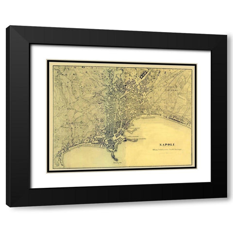 Napoli Italy - Muggiani 1865  Black Modern Wood Framed Art Print with Double Matting by Muggiani