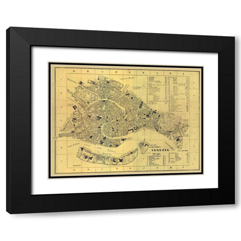 Venezia Italy - Castro 1870  Black Modern Wood Framed Art Print with Double Matting by Castro