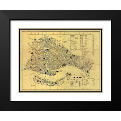 Venezia Italy - Castro 1870  Black Modern Wood Framed Art Print with Double Matting by Castro