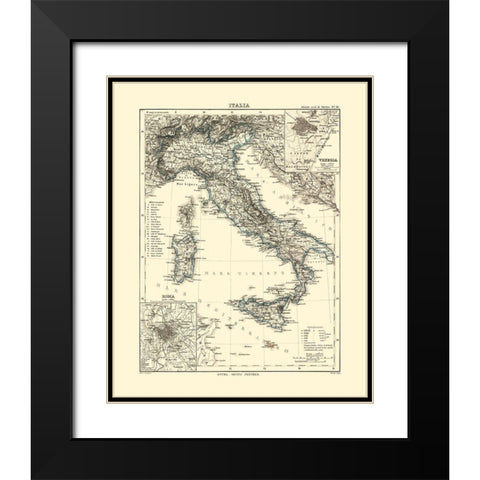 Italy - Perthes 1870  Black Modern Wood Framed Art Print with Double Matting by Perthes