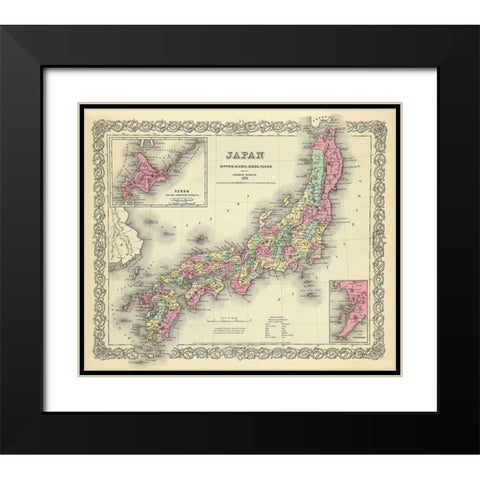 Yesso Kuriles Japan - Colton 1856 Black Modern Wood Framed Art Print with Double Matting by Colton