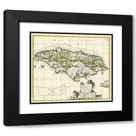 Americae Septentrionalis Caribbean Jamaica Black Modern Wood Framed Art Print with Double Matting by Visser