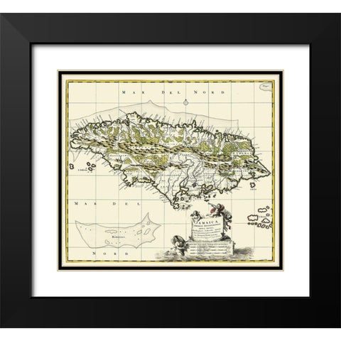 Americae Septentrionalis Caribbean Jamaica Black Modern Wood Framed Art Print with Double Matting by Visser