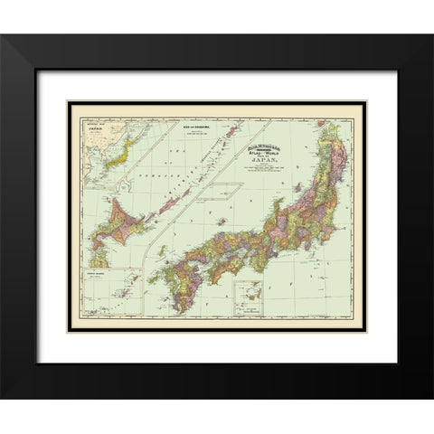 Japan - Rand McNally 1897 Black Modern Wood Framed Art Print with Double Matting by Rand McNally