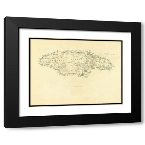 Caribbean Jamaica - Jefferys 1760 Black Modern Wood Framed Art Print with Double Matting by Jefferys