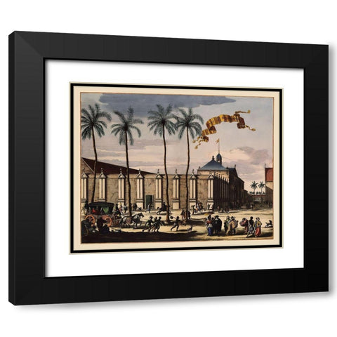 The Stadthuys Indonesia Picture Asia Black Modern Wood Framed Art Print with Double Matting by Nieuhoff