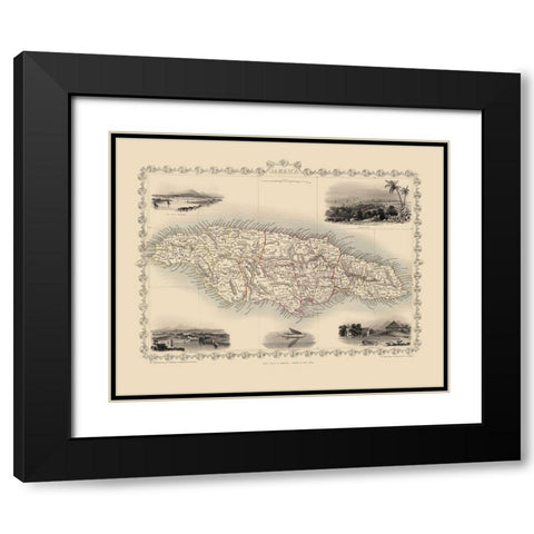 Caribbean Jamaica - Tallis 1851 Black Modern Wood Framed Art Print with Double Matting by Tallis