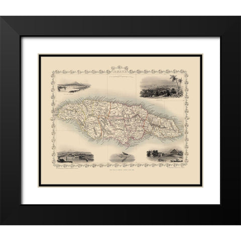 Caribbean Jamaica - Tallis 1851 Black Modern Wood Framed Art Print with Double Matting by Tallis