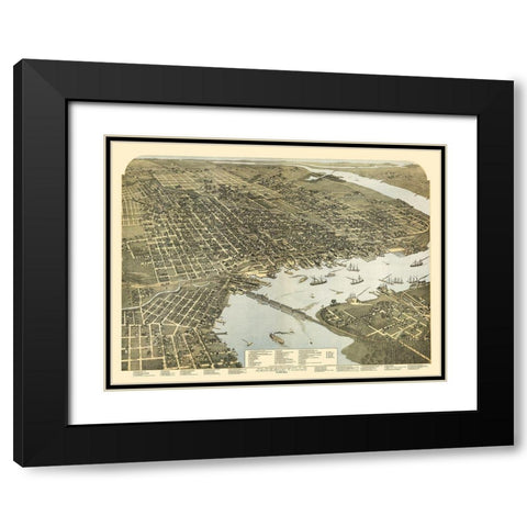 Asia Japan Korea - Bartholomew 1892 Black Modern Wood Framed Art Print with Double Matting by Bartholomew