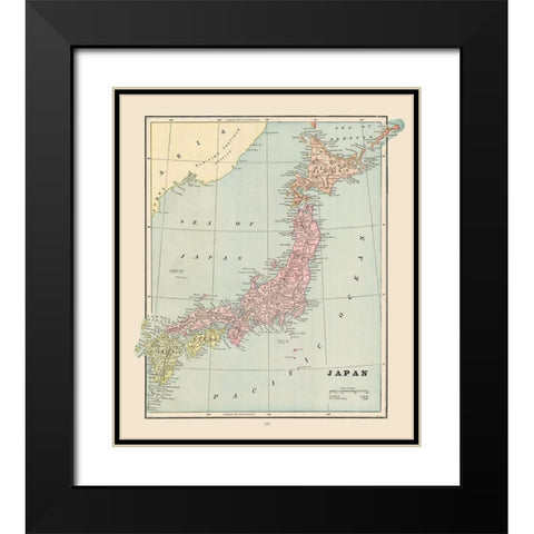 Japan - Cram 1892 Black Modern Wood Framed Art Print with Double Matting by Cram