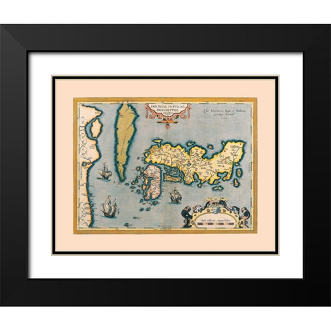 Japan Korea - Teisera 1595 Black Modern Wood Framed Art Print with Double Matting by Teisera