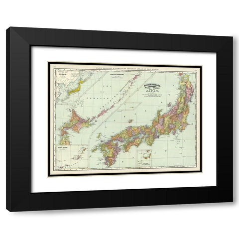 Japan - Rand McNally 1897 Black Modern Wood Framed Art Print with Double Matting by Rand McNally
