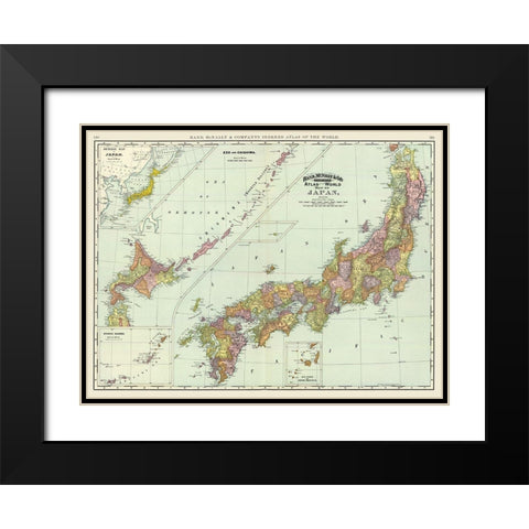 Japan - Rand McNally 1897 Black Modern Wood Framed Art Print with Double Matting by Rand McNally