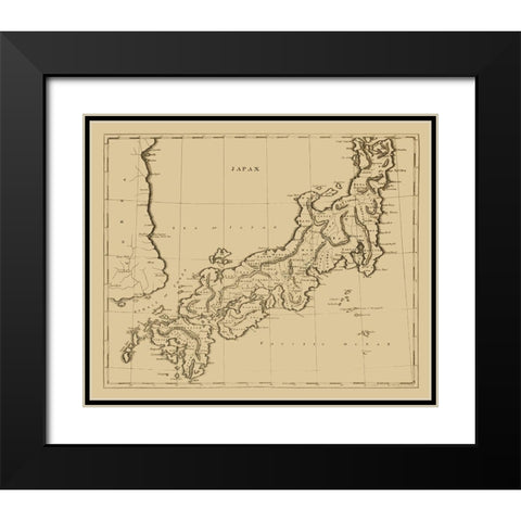 Ancient Japan - Arrowsmith 1812 Black Modern Wood Framed Art Print with Double Matting by Arrowsmith
