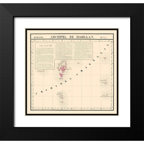 Archipel de Magellan Japan - Vandermaelen 1827 Black Modern Wood Framed Art Print with Double Matting by Vandermaelen