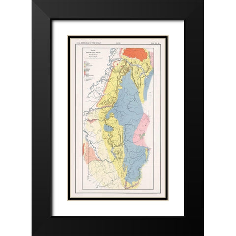 Ishikari Coal Fields Japan - Oinouye 1913 Black Modern Wood Framed Art Print with Double Matting by Oinouye