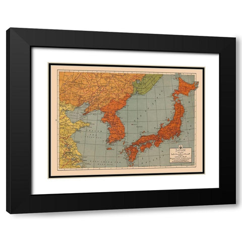 Japan - Clement 1943 Black Modern Wood Framed Art Print with Double Matting by Clement