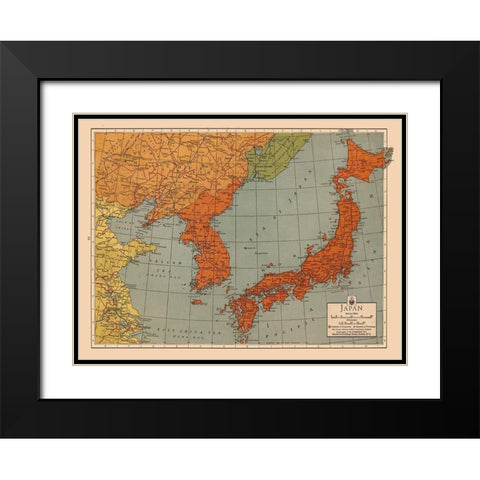 Japan - Clement 1943 Black Modern Wood Framed Art Print with Double Matting by Clement