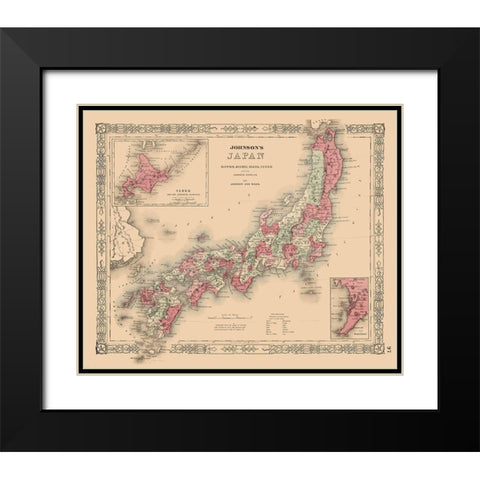 Japan - Johnson 1864 Black Modern Wood Framed Art Print with Double Matting by Johnson