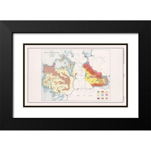 Karatsu Sasebo Coal Fields Japan - Otsuki 1913 Black Modern Wood Framed Art Print with Double Matting by Otsuki