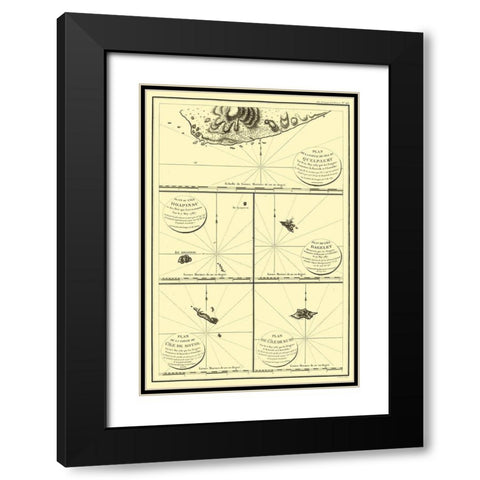 Islands Japan - Boussole 1787 Black Modern Wood Framed Art Print with Double Matting by Boussole