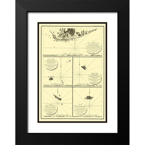 Islands Japan - Boussole 1787 Black Modern Wood Framed Art Print with Double Matting by Boussole