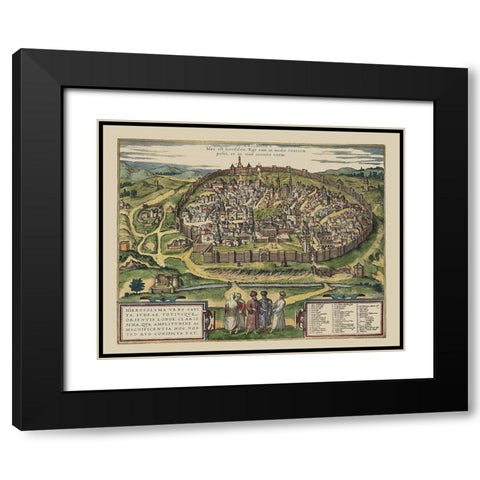 The Holy City Jerusalem Israel - Braun 1575 Black Modern Wood Framed Art Print with Double Matting by Braun