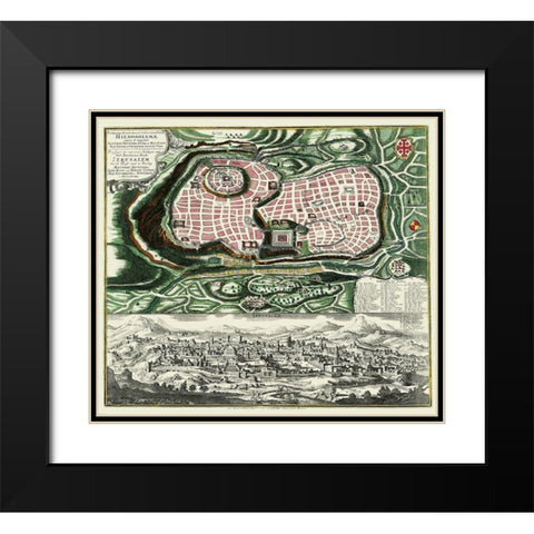 The Holy City Jerusalem Israel - Braun 1735 Black Modern Wood Framed Art Print with Double Matting by Braun