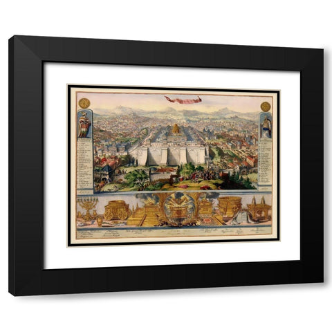 Jerusalem Israel Temple Picture - DHooghe 1687 Black Modern Wood Framed Art Print with Double Matting by D''Hooghe