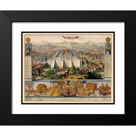 Jerusalem Israel Temple Picture - DHooghe 1687 Black Modern Wood Framed Art Print with Double Matting by D''Hooghe