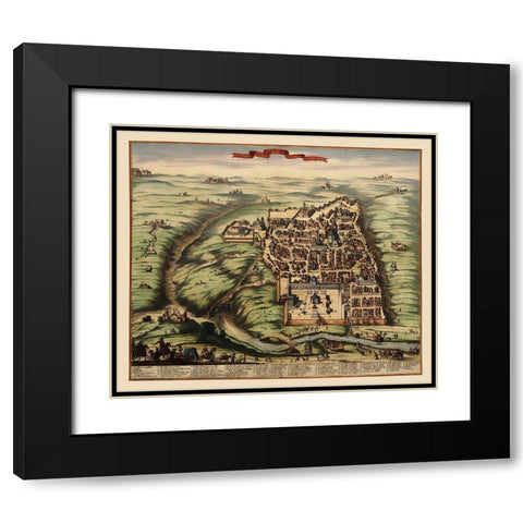 Jerusalem Israel Panoramic - 1600 Black Modern Wood Framed Art Print with Double Matting by Unknown