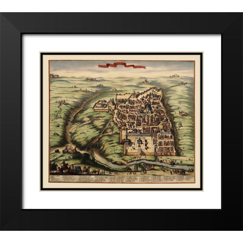 Jerusalem Israel Panoramic - 1600 Black Modern Wood Framed Art Print with Double Matting by Unknown