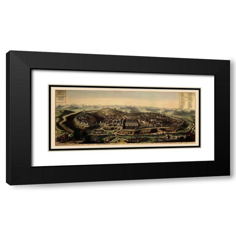Jerusalem Israel Panoramic - 1690 Black Modern Wood Framed Art Print with Double Matting by Unknown
