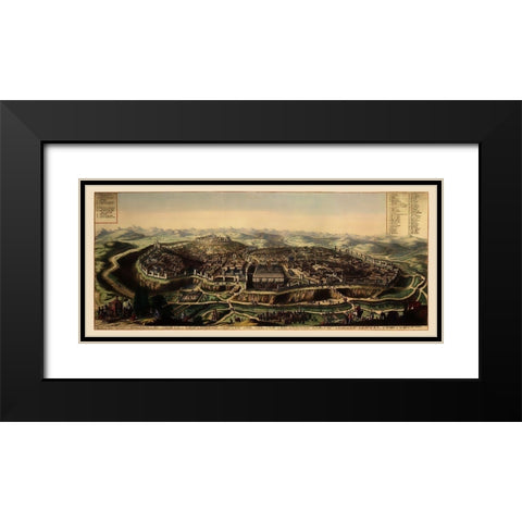 Jerusalem Israel Panoramic - 1690 Black Modern Wood Framed Art Print with Double Matting by Unknown