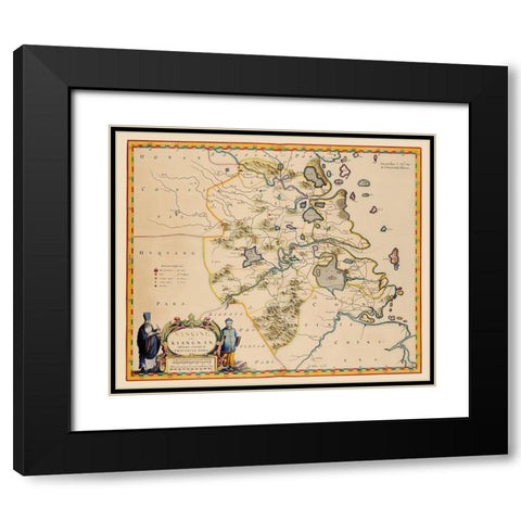 Jiangsu Province China - Blaeu 1655 Black Modern Wood Framed Art Print with Double Matting by Blaeu