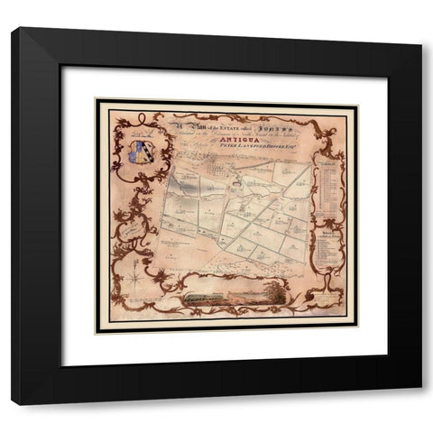 Jonas Estate Antigua Caribbean - Baker 1821 Black Modern Wood Framed Art Print with Double Matting by Baker