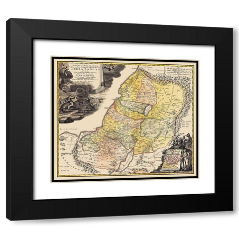 Judea Palestine Holy Land Israel - Homann 1744 Black Modern Wood Framed Art Print with Double Matting by Homann