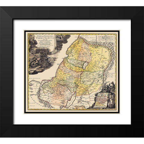 Judea Palestine Holy Land Israel - Homann 1744 Black Modern Wood Framed Art Print with Double Matting by Homann