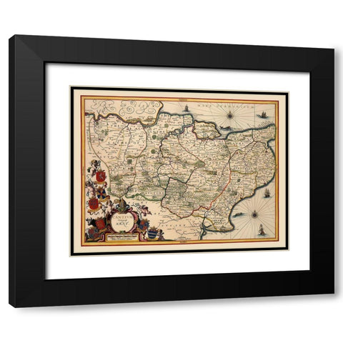 Kent County England - Blaeu 1646 Black Modern Wood Framed Art Print with Double Matting by Blaeu