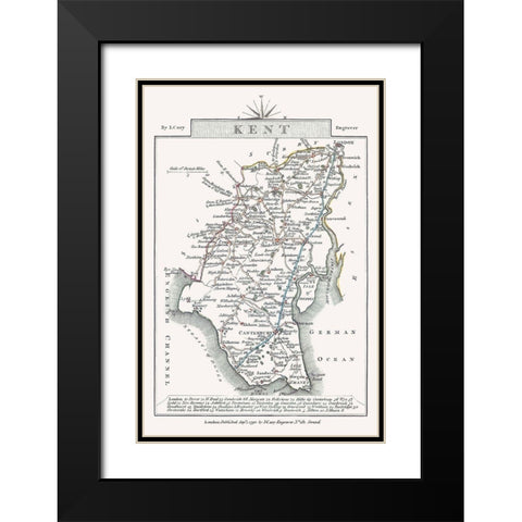 Kent County England - Cary 1792 Black Modern Wood Framed Art Print with Double Matting by Cary