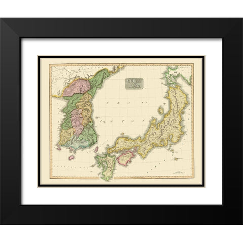 Asia Korea Japan - Thomson 1815 Black Modern Wood Framed Art Print with Double Matting by Thomson